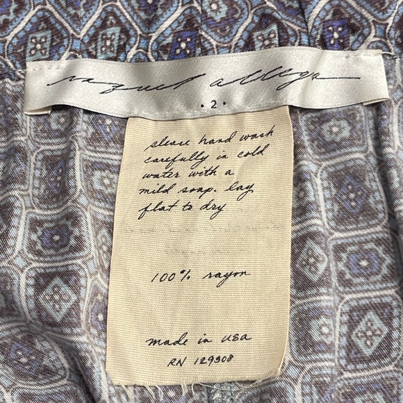 Raquel Allegra Easy Pants Trousers Sz 2 Blue Foulard High Rise Elastic Waistband - Picture 12 of 13